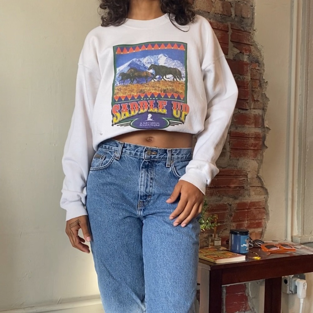 “Saddle Up” Crewneck Sweater Size L